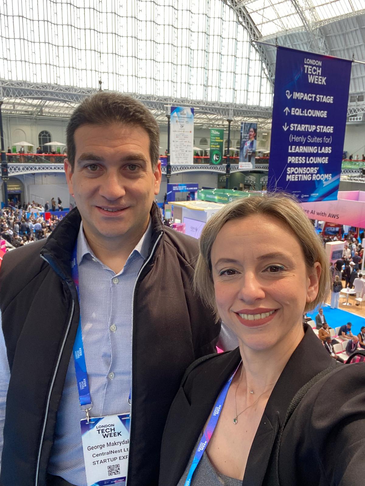 Victoria Papathanasiou and George Makrydakis, co-founders of CentralNest, at London Tech Week
